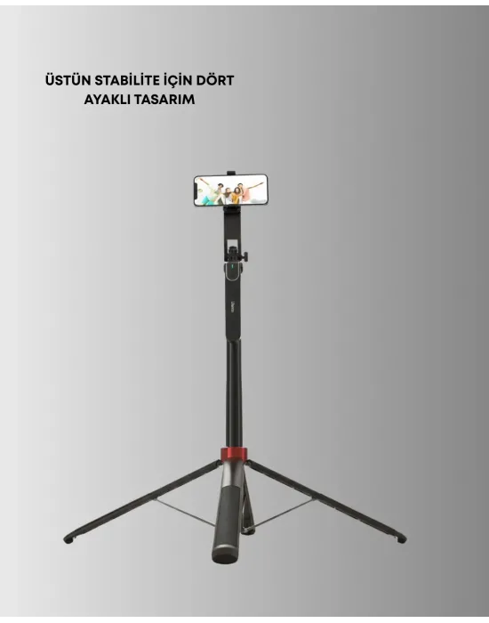 Dikey Ve Yatay Çekim Destekli Selfie Stick Tripod