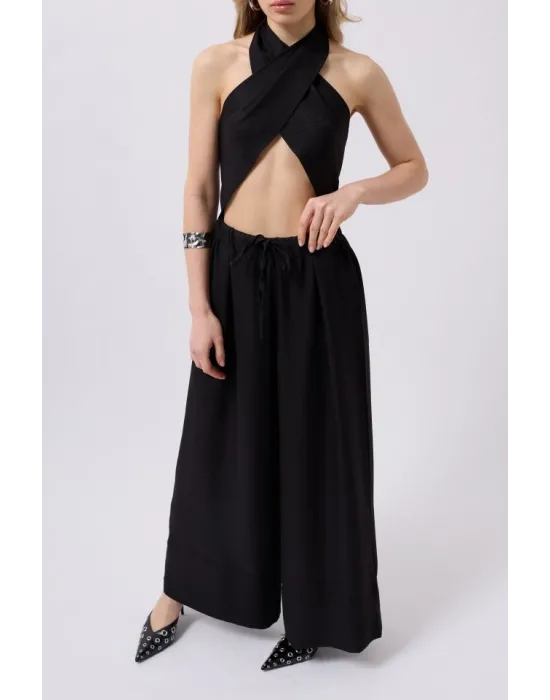 Düşük Bel Oversize Keten Pantolon