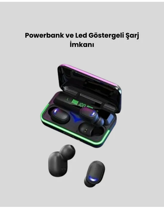 E10 Kablosuz Bluetooth Kulaklık – 3d Ses, Powerbank Şarj Kutusu