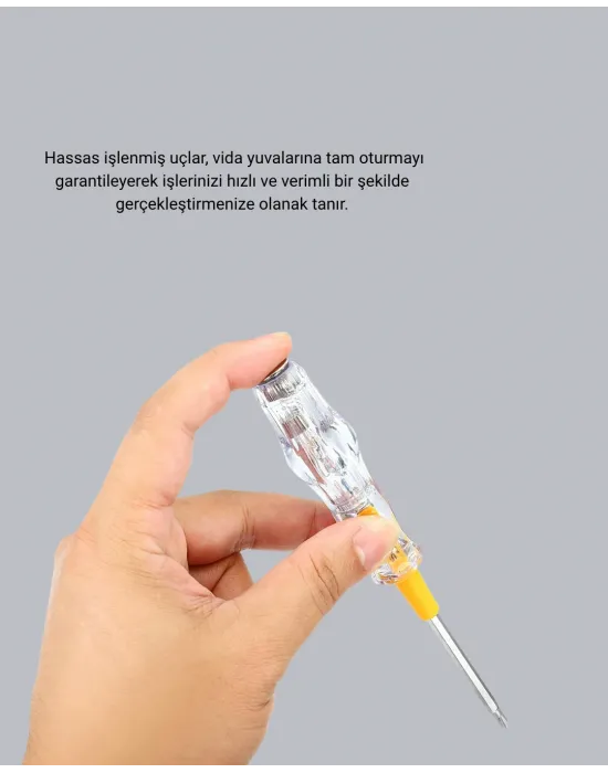 Elektrik Test Kalemi Neon Işıklı Nikel Kaplama 110-220v Dirençli