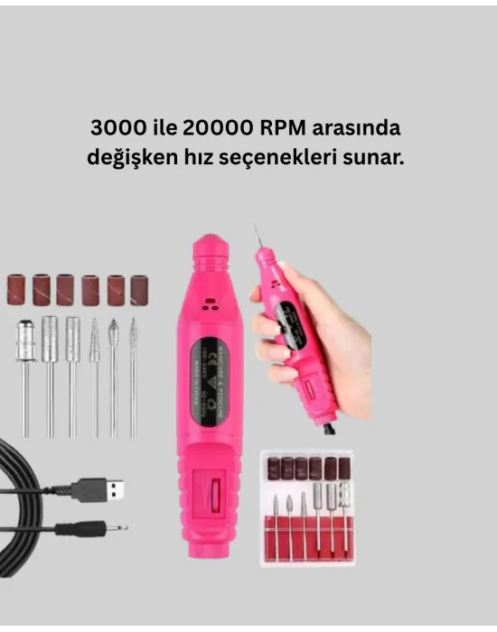 Elektrikli Manikür Pedikür Törpü Seti 6 Başlıklı