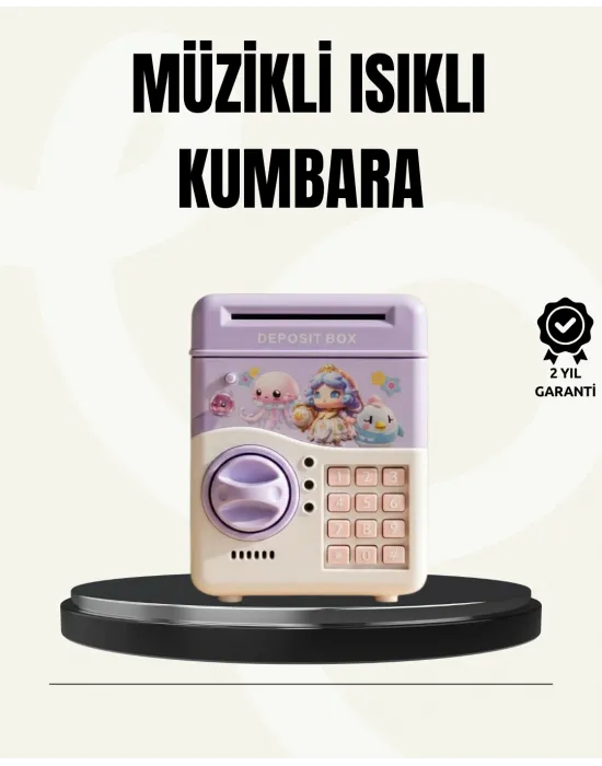 Elektronik Şifreli Atm Görünümlü Çocuk Kumbarası Mor