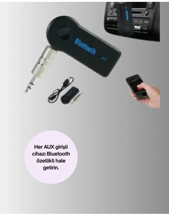Eller Serbest Özellikli Bluetooth Aux Araç Kiti