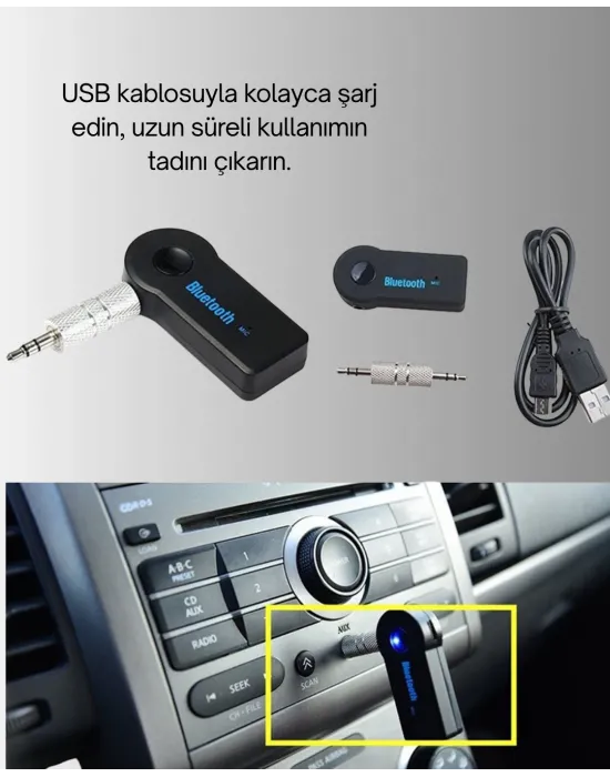Eller Serbest Özellikli Bluetooth Aux Araç Kiti
