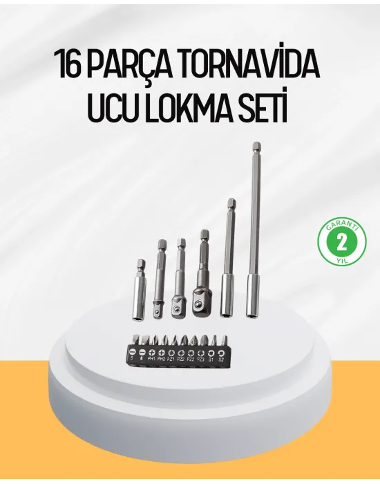 Ergonomik 16 Parça Bits Tornavida Uç Ve Adaptör Seti