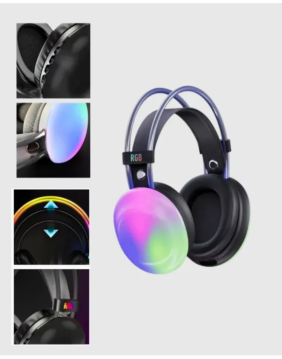 Ergonomik Rgb Bluetooth Kulaklık 3d Ses