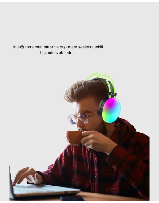 Ergonomik Rgb Bluetooth Kulaklık 3d Ses