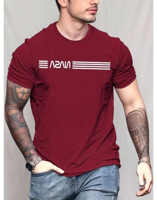 Erkek Kısa Kollu Nasa Baskı Basic Erkek T-shirt