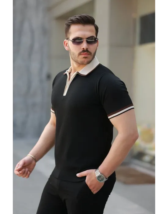 Erkek Renkli Yaka Kısa Kollu Tişört