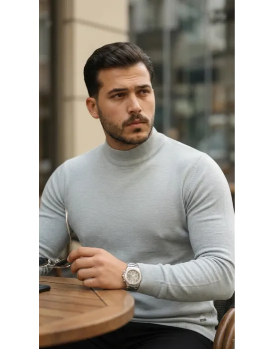 Erkek Yarım Balıkçı Yaka Pamuklu Triko
