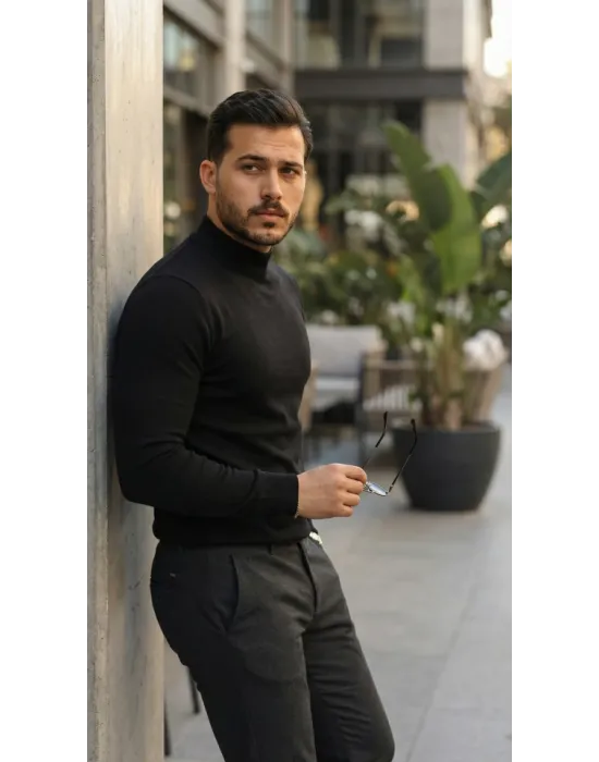 Erkek Yarım Balıkçı Yaka Pamuklu Triko