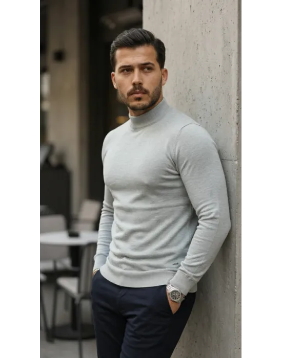 Erkek Yarım Balıkçı Yaka Pamuklu Triko