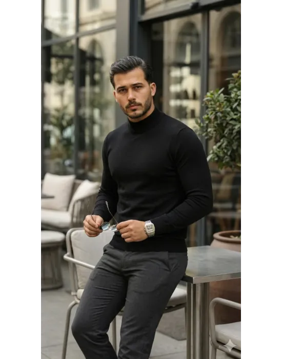Erkek Yarım Balıkçı Yaka Pamuklu Triko