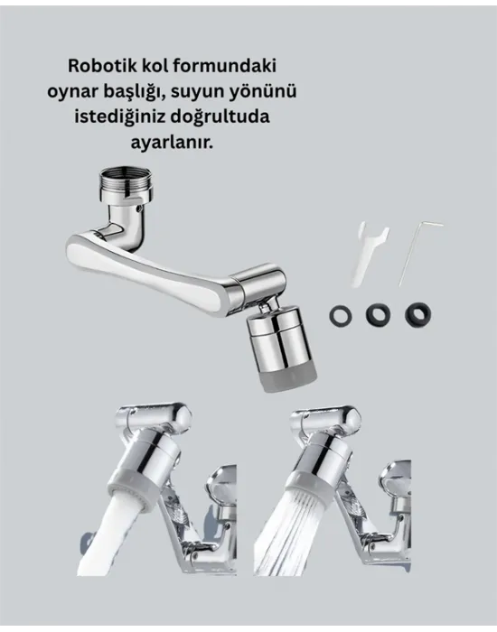 Esnek 1080° Musluk Başlığı 3 Eklemli Hareketli Su Modlu Lavabo Aparatı