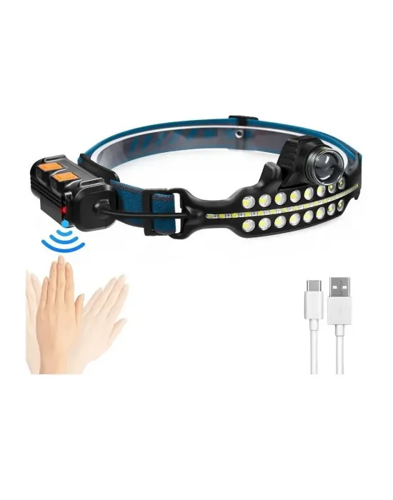 Fithome W690 7 Aydınlatma Modlu Xpe Cob  Led Sensörlü Dahili Pilli Usb Şarj Edilebilir Kafa Feneri