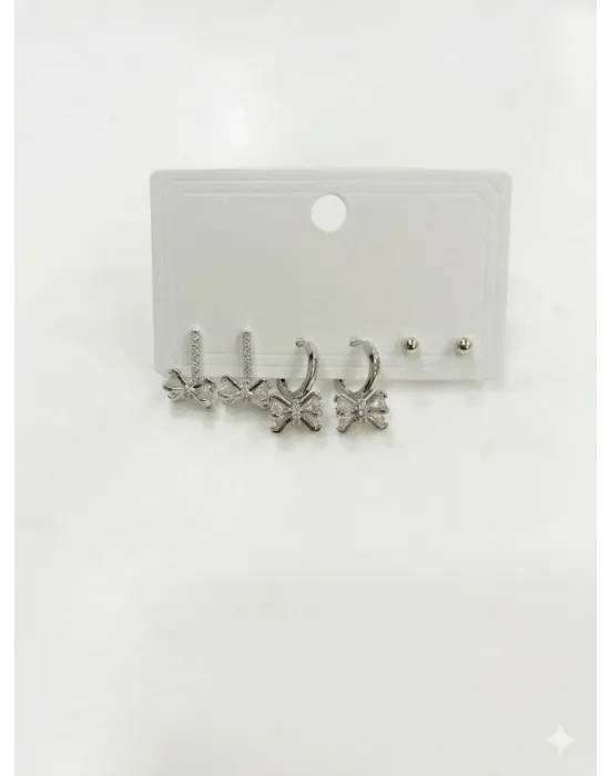 Fiyonk Detaylı Sallantılı Altılı Küpe - Kp00597