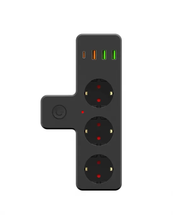 Ftr-12 Termal Akım Korumalı Isıya Dayanıklı 3’lü Priz 3x Usb 1x Type-c
