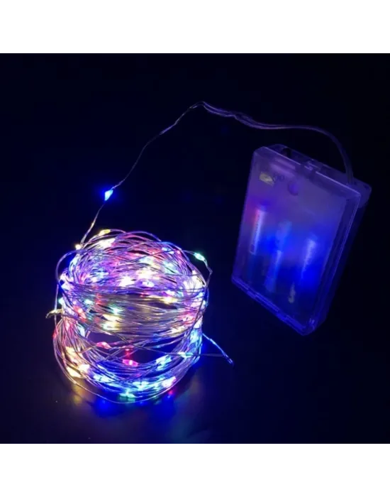 Gd957 Şerit Pilli Aydınlatma 3 Metre 30 Adet Rgb Peri Led