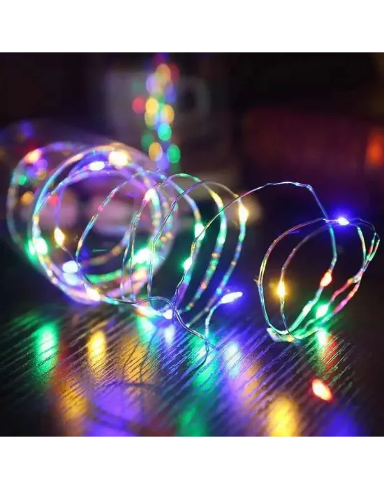 Gd957 Şerit Pilli Aydınlatma 3 Metre 30 Adet Rgb Peri Led