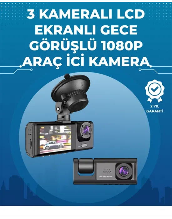 Gece Görüşlü 3lü Araç Kamerası – Geri Görüş Destekli, 170° Geniş Açı