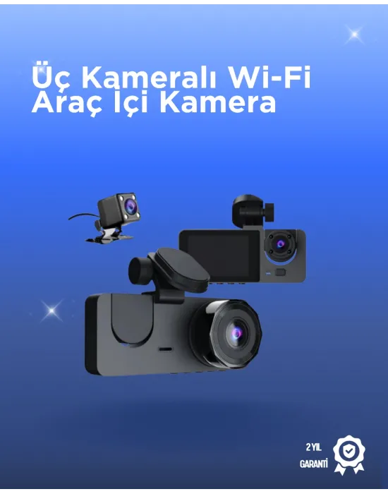 Gelişmiş G-sensörlü Üçlü Araç Kamerası – 5” Lcd Ekran Ve Hareket Algılama