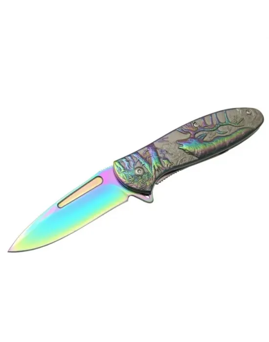 Geyikli Gökkuşağı Çakı 19,5 Cm , Kemerlikli