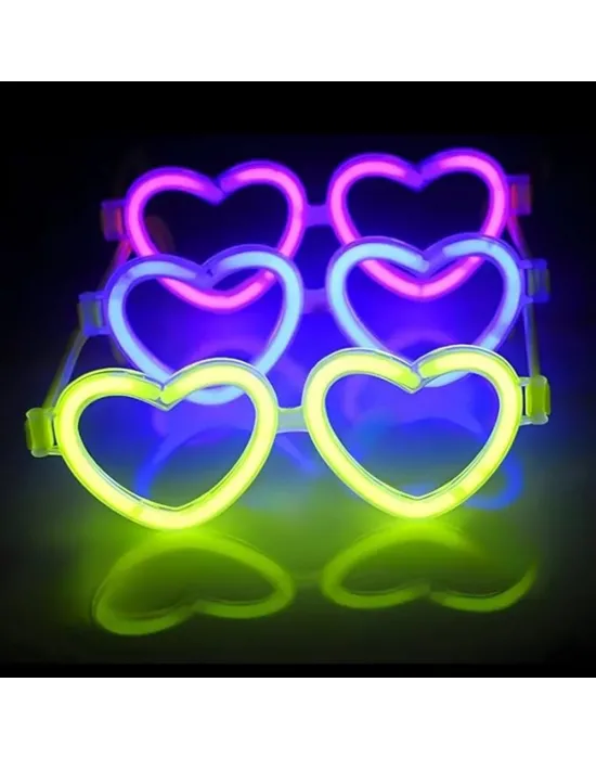 Glow Kalpli Fosforlu Gözlük 6’lı Renkli Set – Neon Parti
