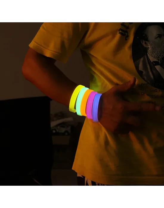 Glow Partisi Fosforlu Ekstra Kalın Bileklik 6 Renk 6’lı Set – Baskı Yapılabilir