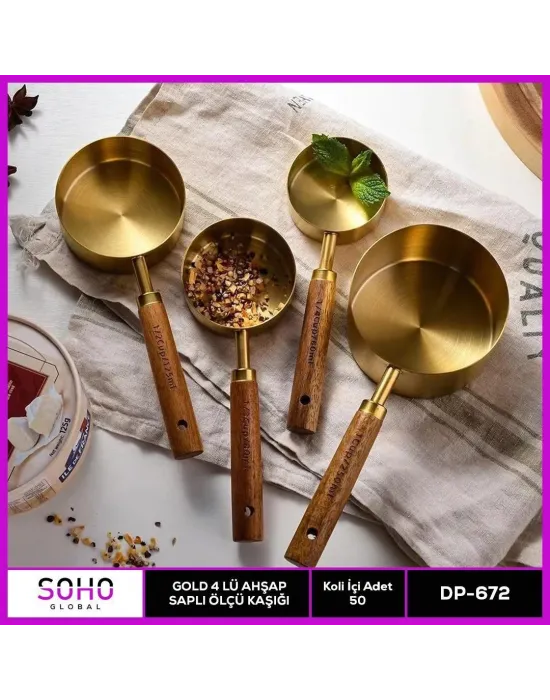 Gold 42lü Ahap Saplı Ölçü Kaşığı