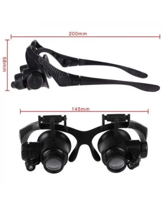 Gözlük Modeli 10x 15x 20x 25x Lens,2led Işıklı,büyüteç