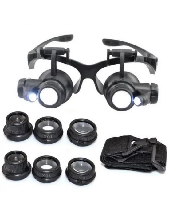 Gözlük Modeli 10x 15x 20x 25x Lens,2led Işıklı,büyüteç