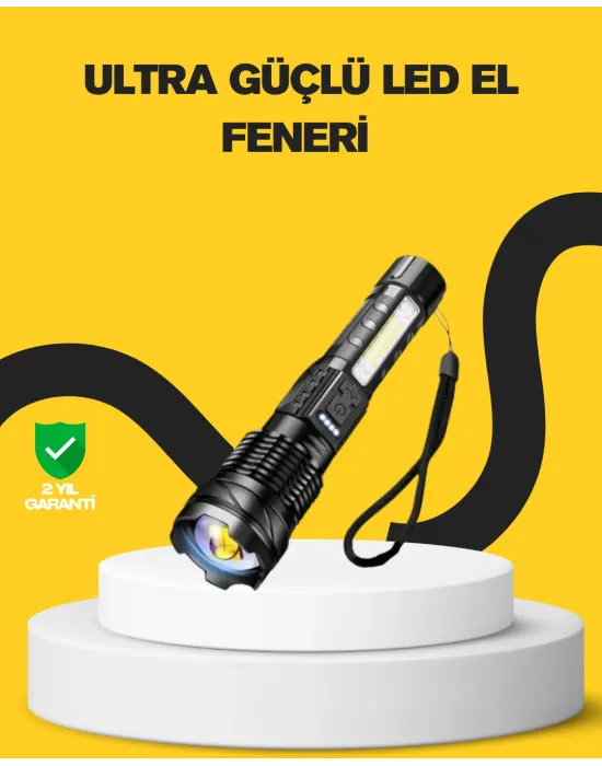 Güçlü Led El Feneri Şarj Edilebilir Çok Modlu