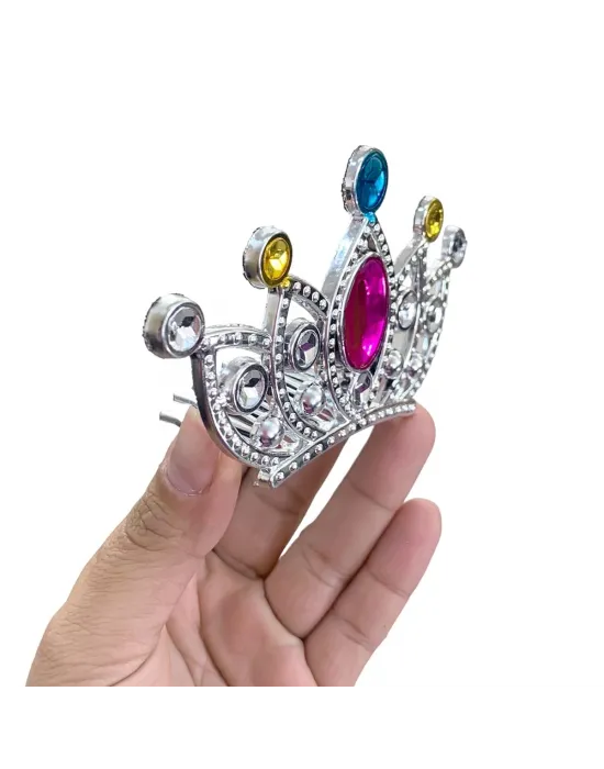 Gümüş Renk Taraklı Model Prenses Kraliçe Tacı 2 No 12x7 Cm