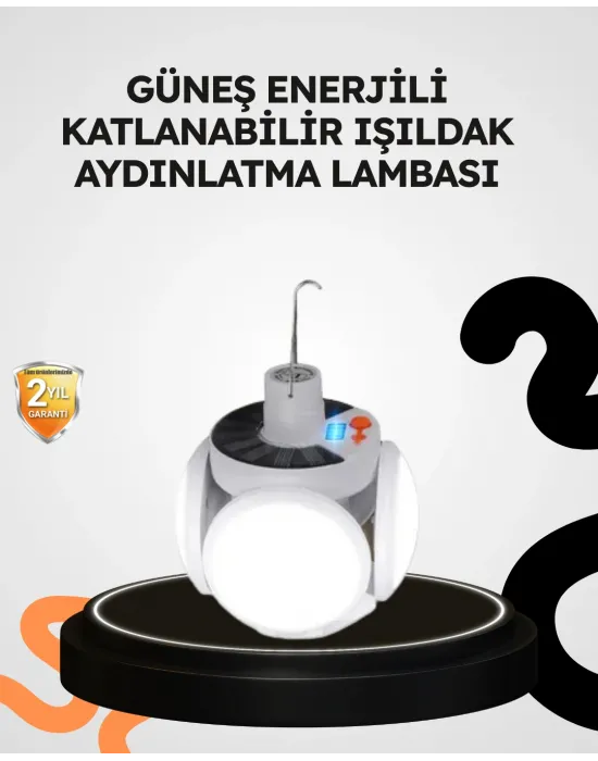 Güneş Enerjili Katlanabilir 5 Kanatlı Solar Bahçe Lambası