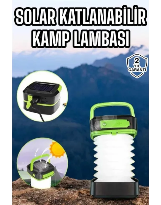 Güneş Enerjili Led Lamba Kamp Lambası Katlanabilir Lamba Usb Şarjlı
