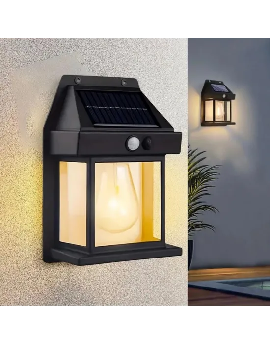 Güneş Enerjili Solar Duvar Lambası Rustik Ampul-gün Işığı Mz-800