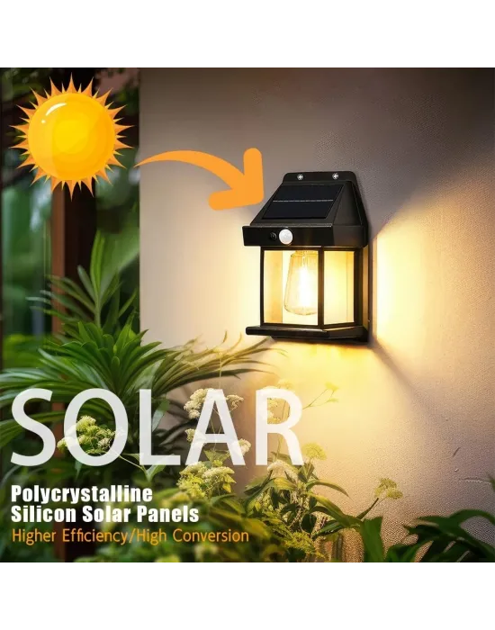 Güneş Enerjili Solar Duvar Lambası Rustik Ampul-gün Işığı Mz-800