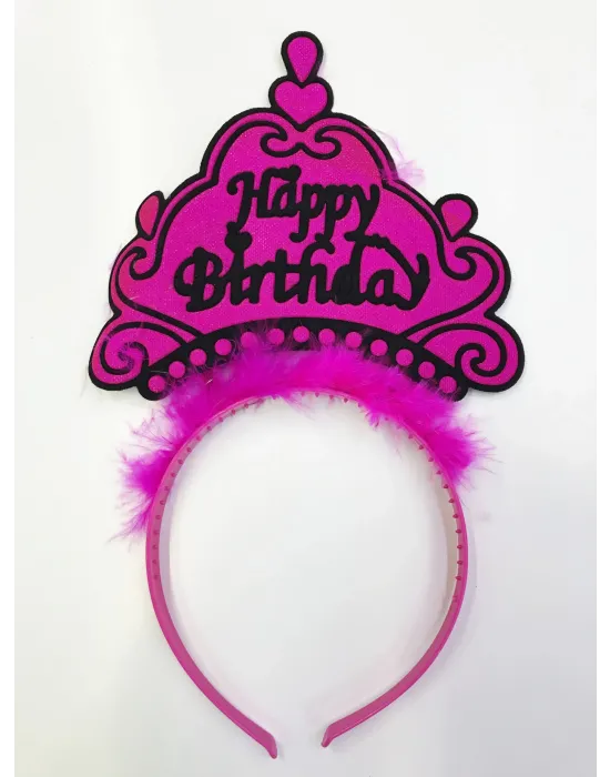 Happy Birthday Yazılı Neon Renk Taç 12 Adet