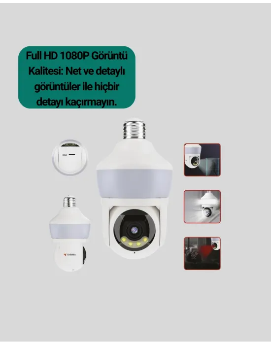 Hareket Algılamalı 360° Wi-fi Akıllı Ampül Kamera