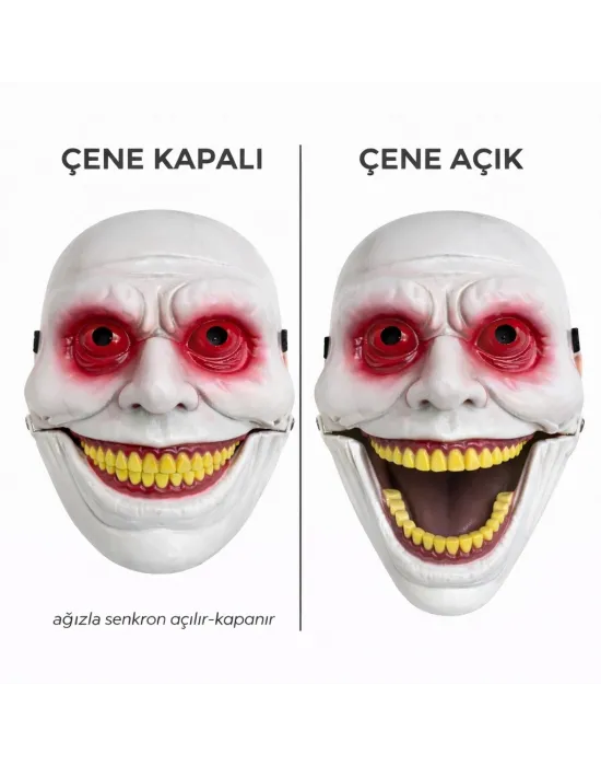 Hareketli Çene Mekanizmalı Korku Maskesi Kırmızı
