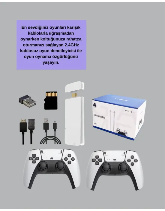 Hdmı Çıkışlı Kablosuz 2 Kollu 4k Retro Oyun Kutusu