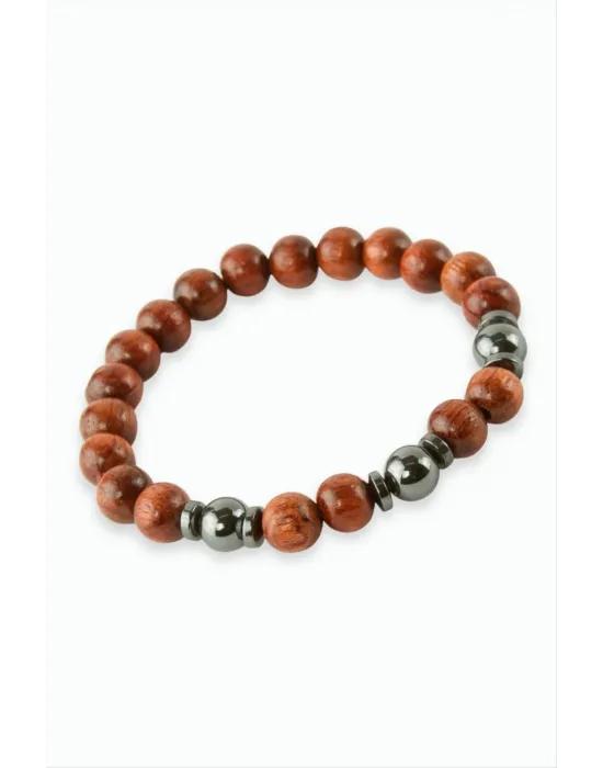Hematit Bambu Ahşap Bileklik 8 mm