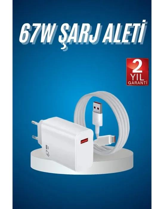 Hızlı Şarj Aleti Adaptörü Kablo Seti 67w Uzun Ömürlü Beyaz
