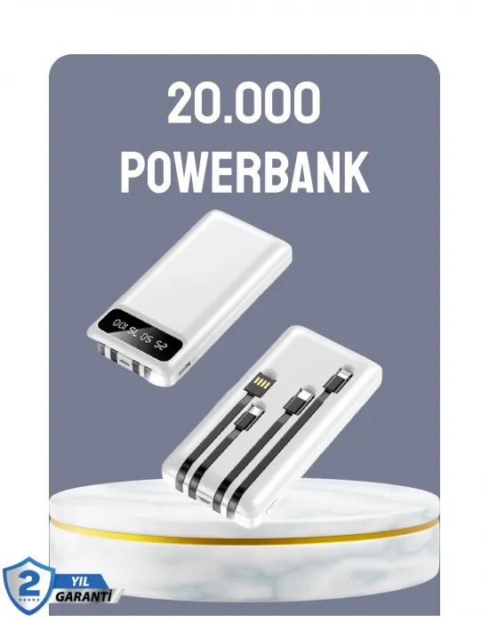 Hızlı Şarj Destekli 20.000mah Powerbank Usb Type-c Lightning Lcd
