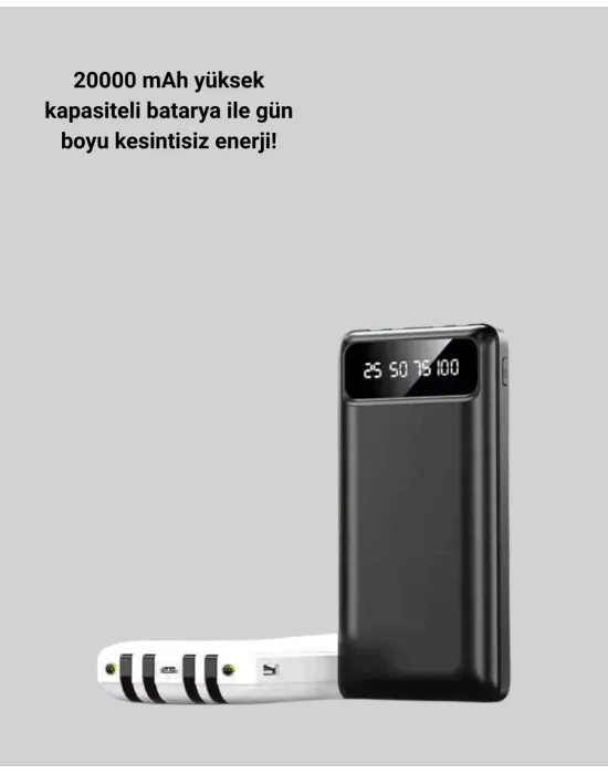 Hızlı Şarj Destekli 20.000mah Powerbank Usb Type-c Lightning Lcd