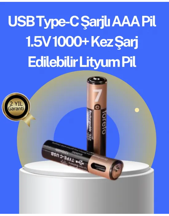 Hızlı Şarj Teknolojili Usb Şarjlı Aaa Pil – 40 Dakikada Tam Şarj
