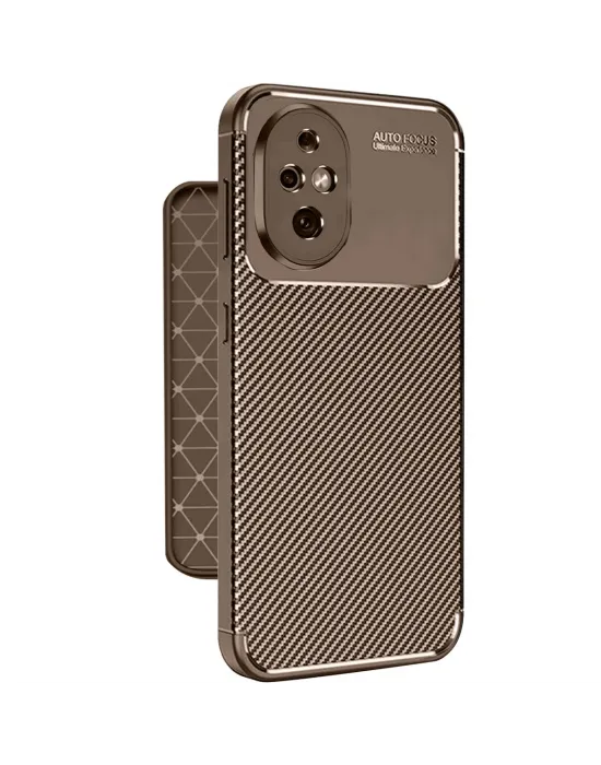 Honor 200 Kılıf Auto Focus Karbon Kapak - Kahverengi