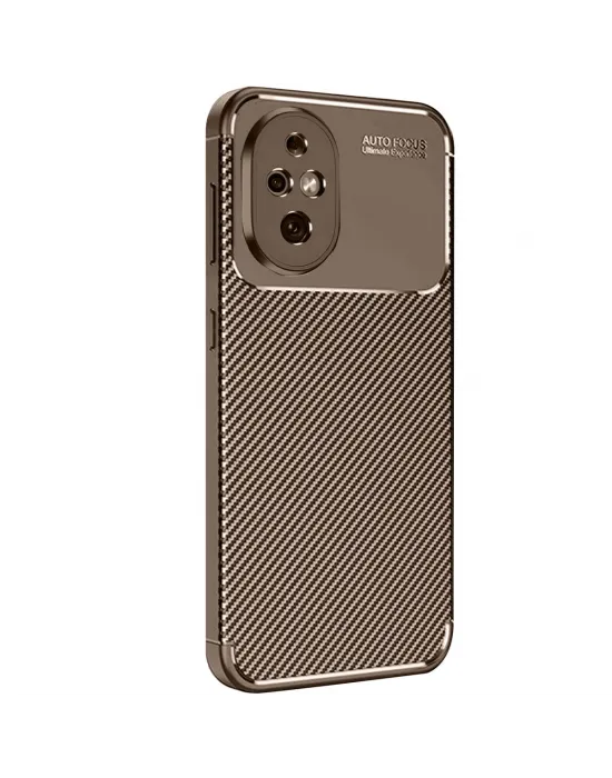 Honor 200 Kılıf Auto Focus Karbon Kapak - Kahverengi