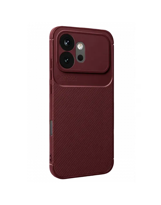 Huawei Honor 600 Auto Focus Karbon Kapak - Bordo