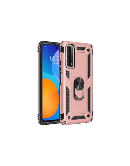 Huawei P Smart 2021 Kılıf Sofya Yüzüklü Silikon Kapak - Rose